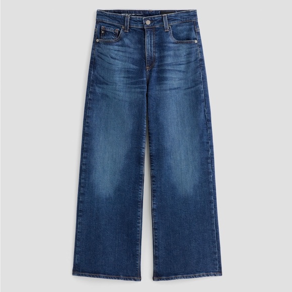 Agolde Denim - AG Saige Wide Leg Jeans in Dark Blue Wash - Women